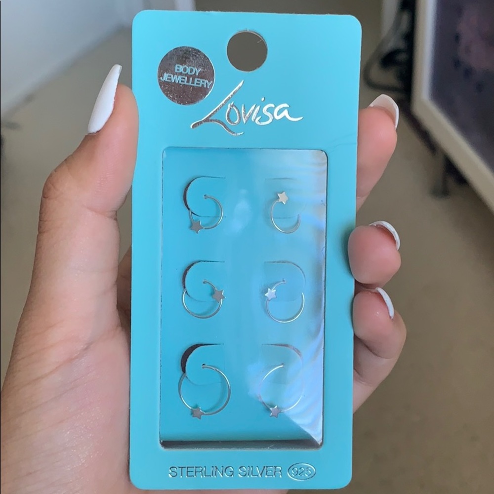 3 pairs of star body jewelry